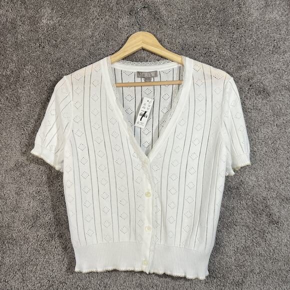 J. Crew Women’s Small White Egyptian Cotton Button Up Short Sleeve Top Blouse - Picture 1 of 11